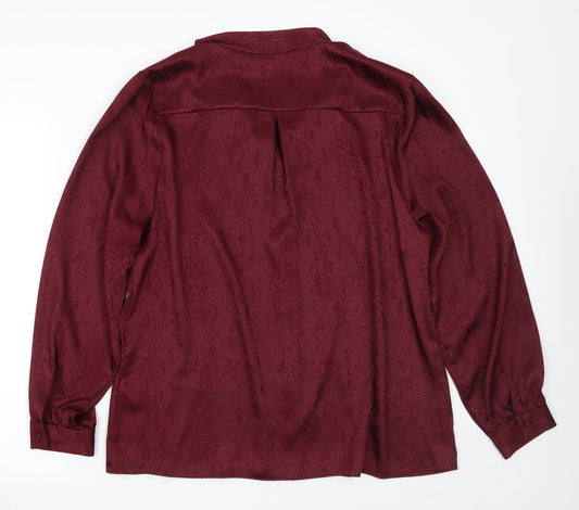 Womens UK Size 18 Soon Red Basic Button-Up