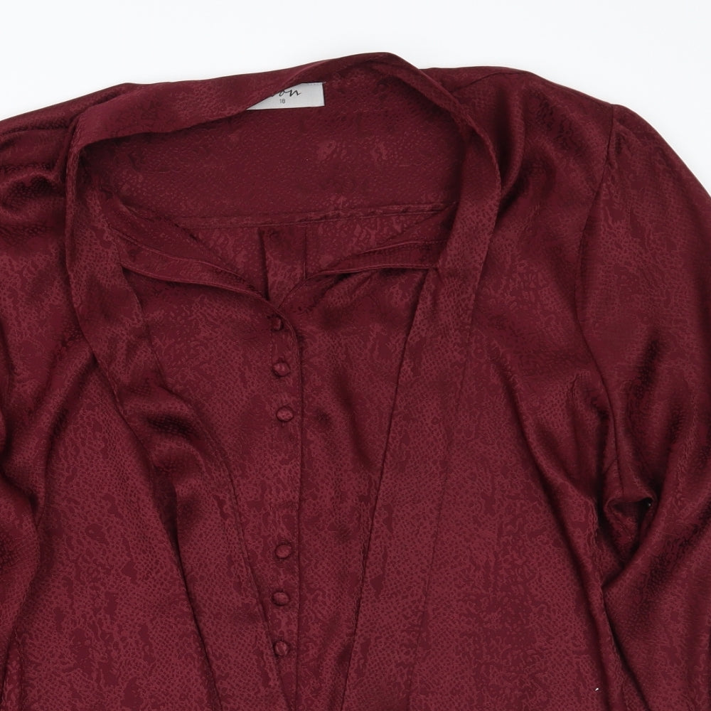 Womens UK Size 18 Soon Red Basic Button-Up