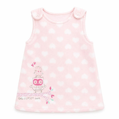 Miniclub Girls Pink   Pinafore/Dungaree Dress  Size 0-3 Months  - Owl Logo & Hearts