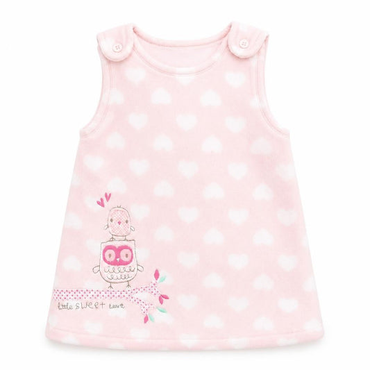 Miniclub Girls Pink   Pinafore/Dungaree Dress  Size 0-3 Months  - Owl Logo & Hearts