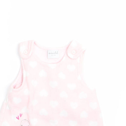 Miniclub Girls Pink   Pinafore/Dungaree Dress  Size 0-3 Months  - Owl Logo & Hearts