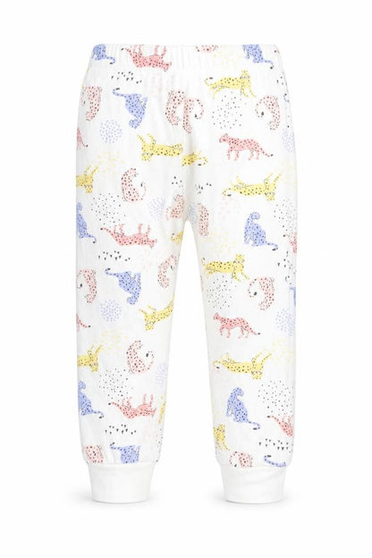 Florence and Fred Girls White Animal Print   Pyjama Pants Size 2-3 Years  - Big Cat print - elastic waist