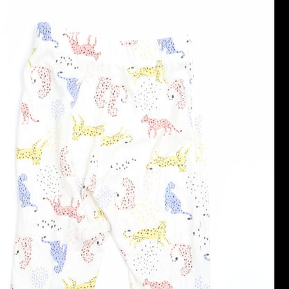Florence and Fred Girls White Animal Print   Pyjama Pants Size 2-3 Years  - Big Cat print - elastic waist