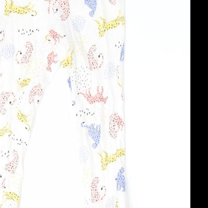 Florence and Fred Girls White Animal Print   Pyjama Pants Size 2-3 Years  - Big Cat print - elastic waist