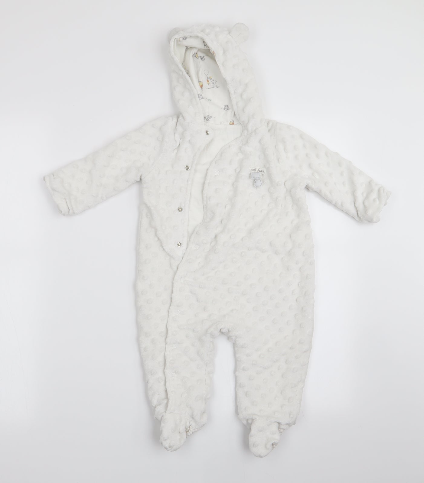 Disney Baby Girls White Polka Dot  Coverall One-Piece Size 6-9 Months  - Winnie The Pooh
