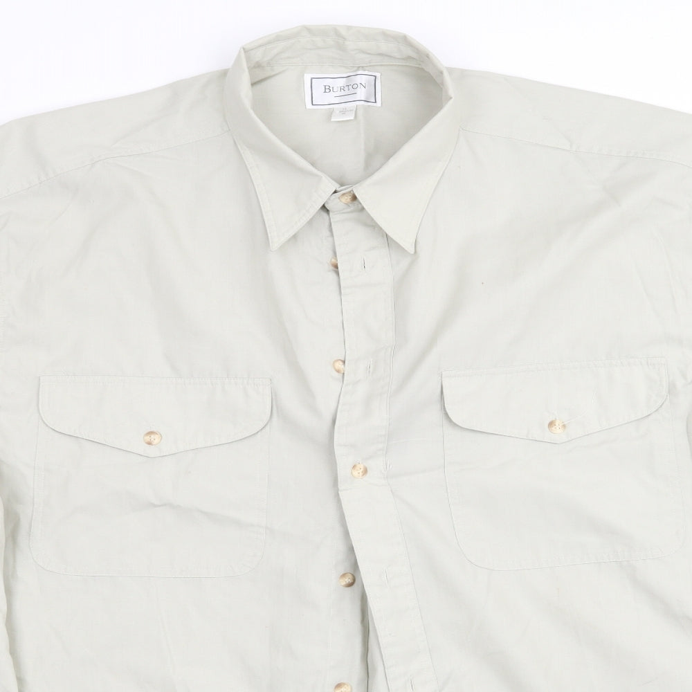 Mens UK Size XL Burton Green  Button-Up Short Sleeve Casual Shirt