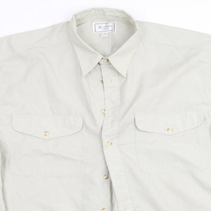 Mens UK Size XL Burton Green  Button-Up Short Sleeve Casual Shirt