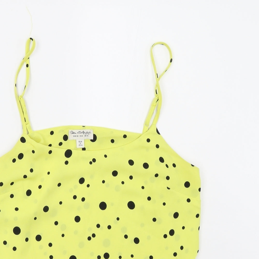 Miss Selfridge Womens Yellow Polka Dot  Camisole Tank Size 10