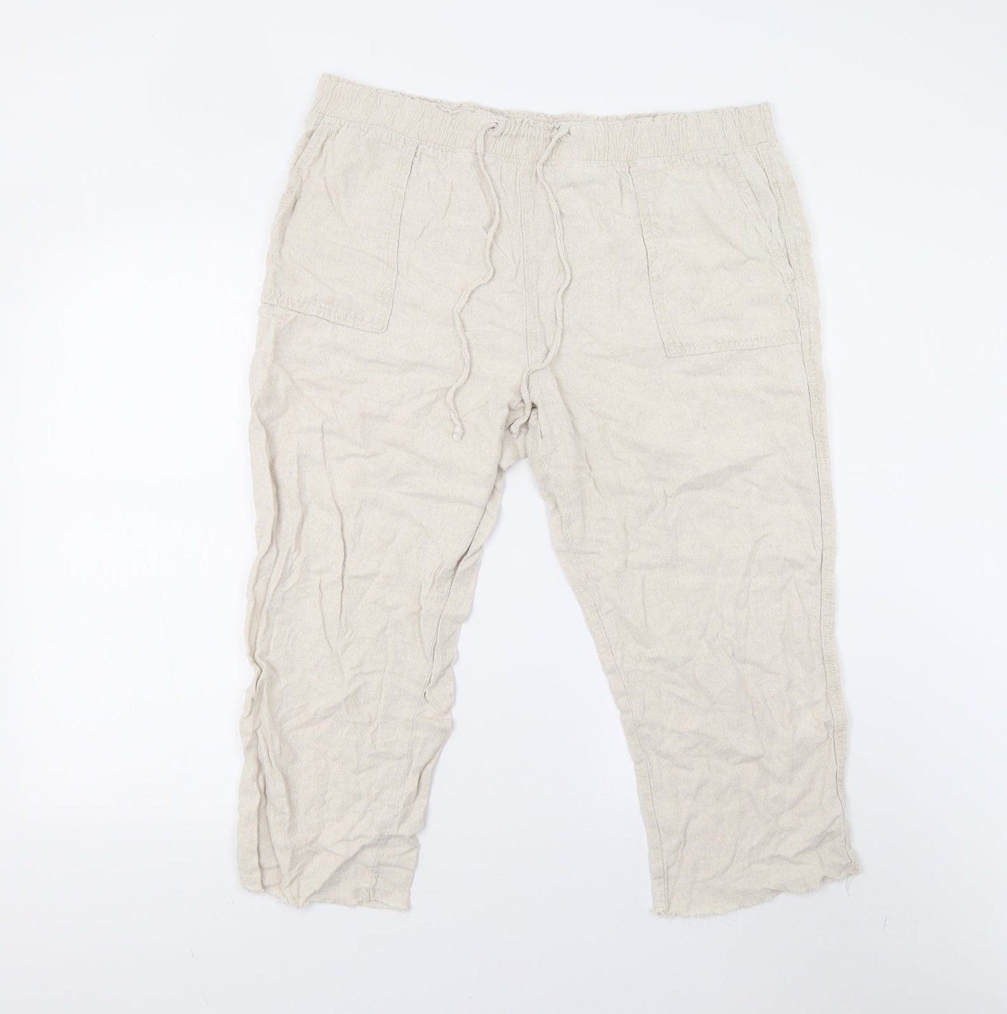 F&F Womens Beige   Pedal Pusher Trousers Size 18 L21 in