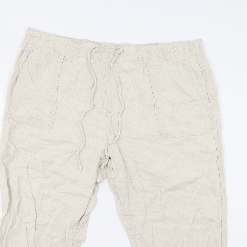 F&F Womens Beige   Pedal Pusher Trousers Size 18 L21 in