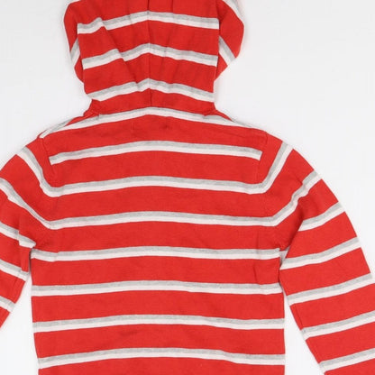 YCC Collection Boys Red Striped Knit Full Zip Hoodie Size 6 Years