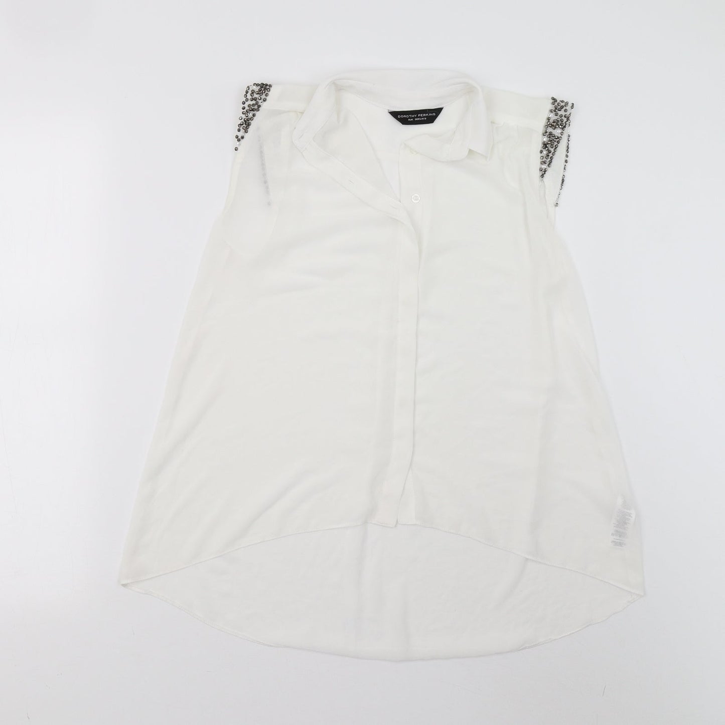 Womens UK Size 8 Dorothy Perkins White Basic Button-Up
