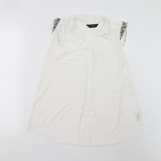 Womens UK Size 8 Dorothy Perkins White Basic Button-Up
