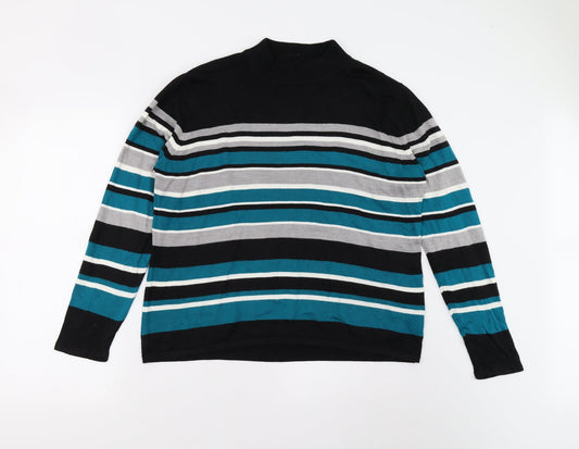 BM Collection Womens Multicoloured Striped Knit Pullover Jumper Size M