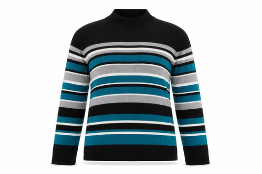 BM Collection Womens Multicoloured Striped Knit Pullover Jumper Size M