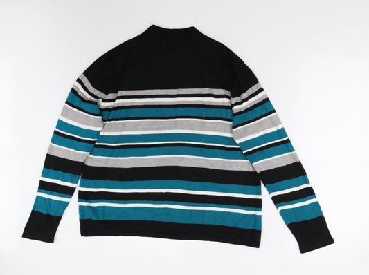 BM Collection Womens Multicoloured Striped Knit Pullover Jumper Size M