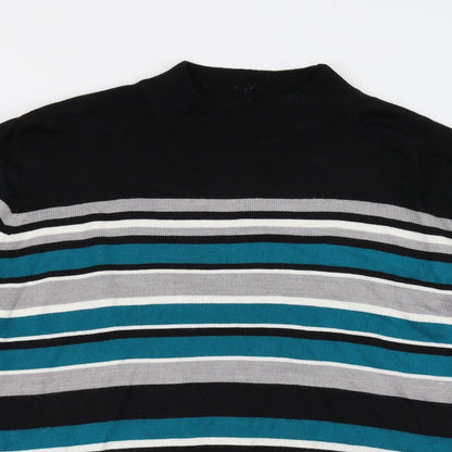 BM Collection Womens Multicoloured Striped Knit Pullover Jumper Size M