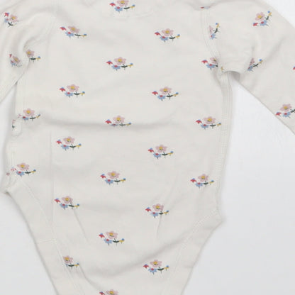 M&S Girls White Floral  Babygrow One-Piece Size 9-12 Months