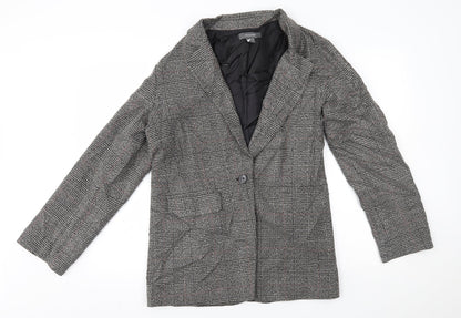 Primark Womens Grey Plaid  Jacket Blazer Size 8