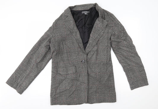 Primark Womens Grey Plaid  Jacket Blazer Size 8