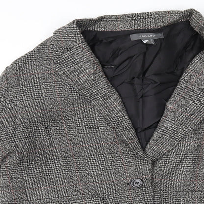 Primark Womens Grey Plaid  Jacket Blazer Size 8