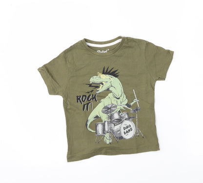Primark Boys Green   Basic T-Shirt Size 3-4 Years  - dino