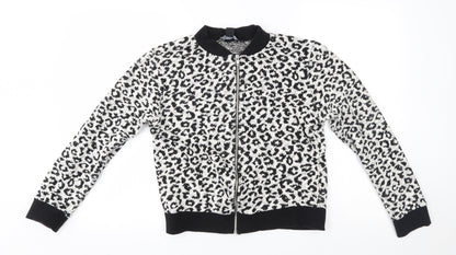 Atmosphere Womens White Animal Print  Bomber Jacket Jacket Size 14