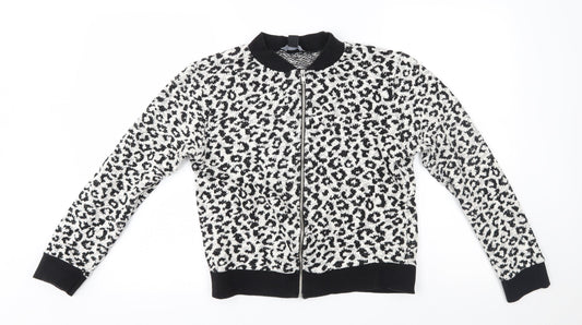 Atmosphere Womens White Animal Print  Bomber Jacket Jacket Size 14