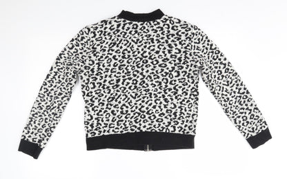 Atmosphere Womens White Animal Print  Bomber Jacket Jacket Size 14