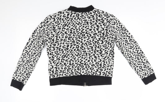 Atmosphere Womens White Animal Print  Bomber Jacket Jacket Size 14