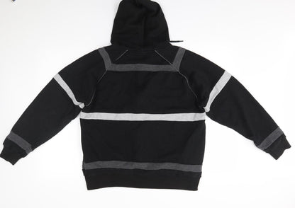 Lonsdale Womens Black Striped  Pullover Hoodie Size M