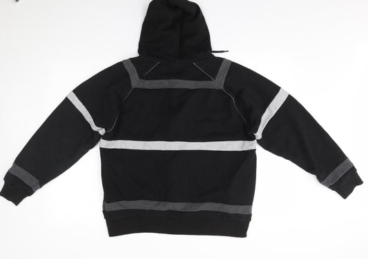 Lonsdale Womens Black Striped  Pullover Hoodie Size M