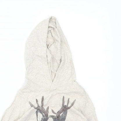 Gap Boys Grey   Pullover Hoodie Size 2 Years  - pug with reindeer antlers