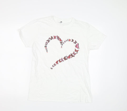 Womens UK Size M Gildan White Basic Polo