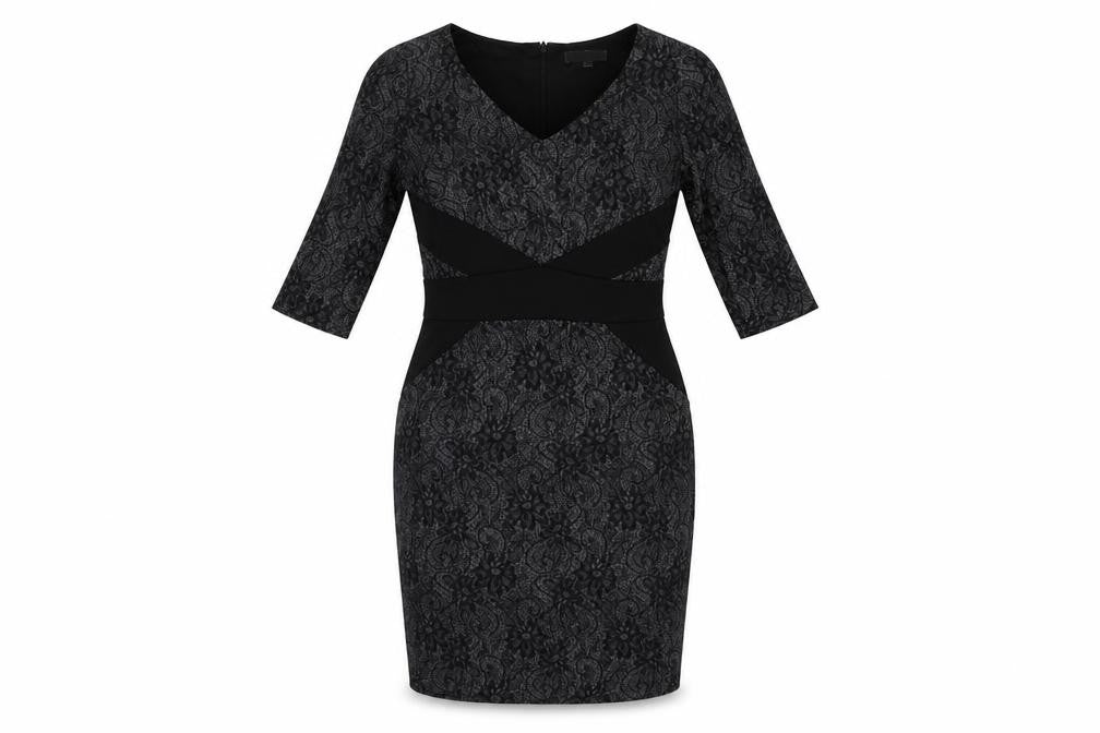 Sandra Darren Womens Black Floral  Bodycon  Size 10