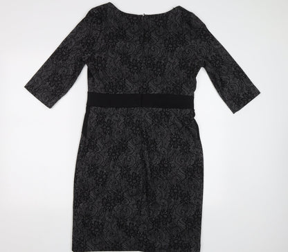 Sandra Darren Womens Black Floral  Bodycon  Size 10