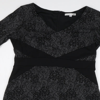 Sandra Darren Womens Black Floral  Bodycon  Size 10
