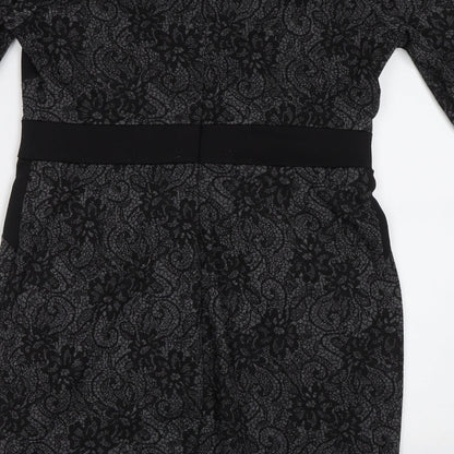 Sandra Darren Womens Black Floral  Bodycon  Size 10