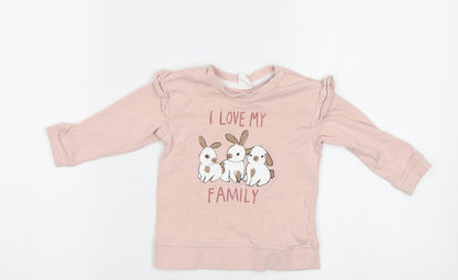 H&M Baby Pink   Pullover Jumper Size 6-9 Months  - Bunny