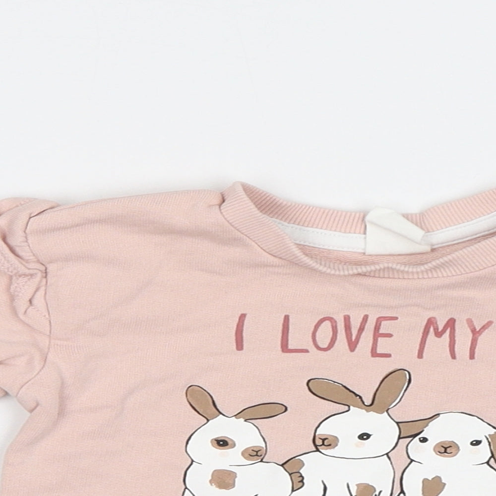 H&M Baby Pink   Pullover Jumper Size 6-9 Months  - Bunny