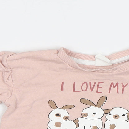 H&M Baby Pink   Pullover Jumper Size 6-9 Months  - Bunny