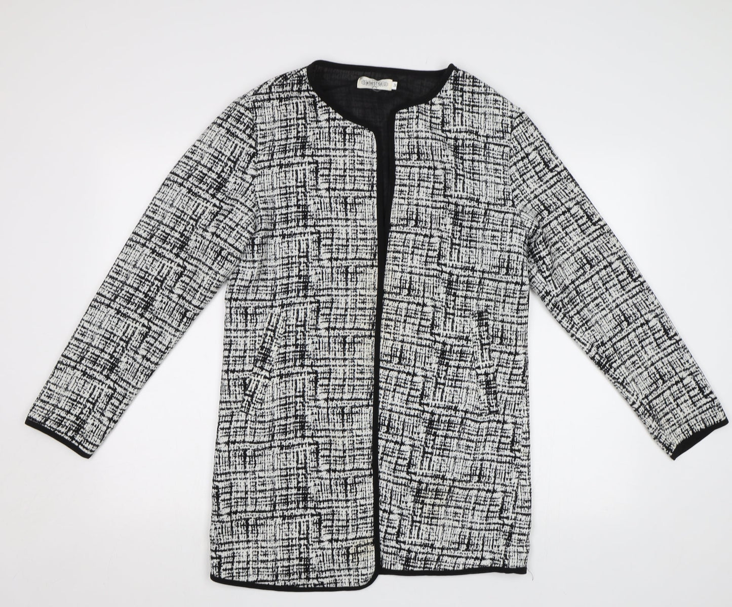 In the Style Womens Black Geometric  Overcoat Coat Size M