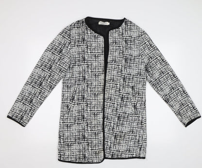 In the Style Womens Black Geometric  Overcoat Coat Size M