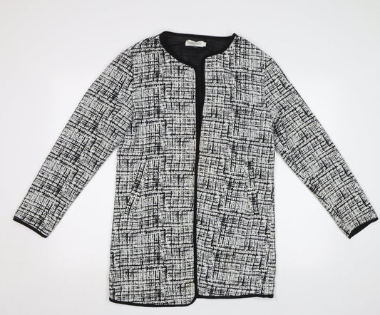 In the Style Womens Black Geometric  Overcoat Coat Size M