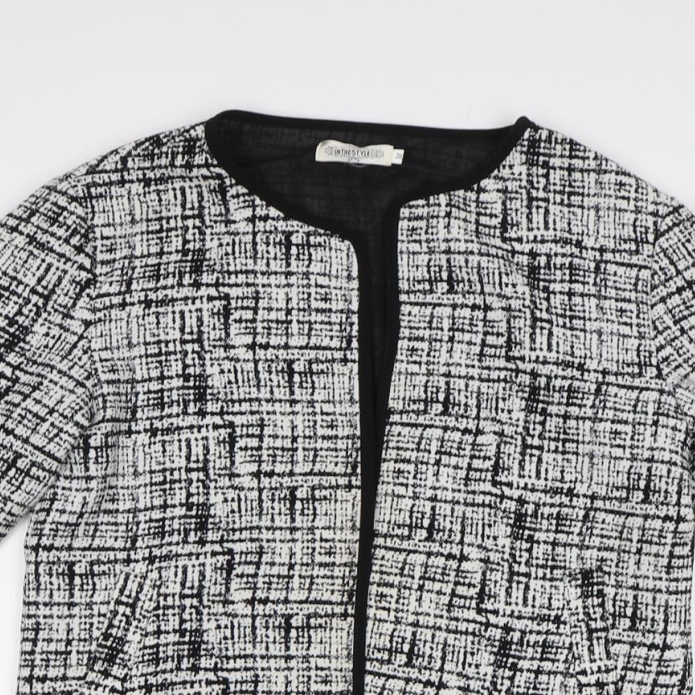 In the Style Womens Black Geometric  Overcoat Coat Size M