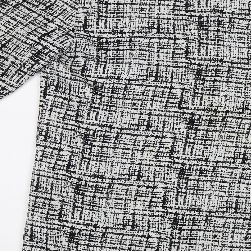 In the Style Womens Black Geometric  Overcoat Coat Size M