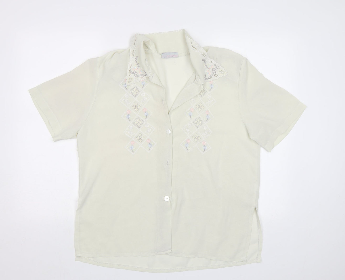 Womens UK Size L Rosy Ivory Basic Blouse