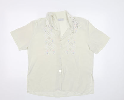 Womens UK Size L Rosy Ivory Basic Blouse