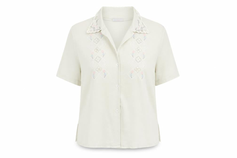 Womens UK Size L Rosy Ivory Basic Blouse