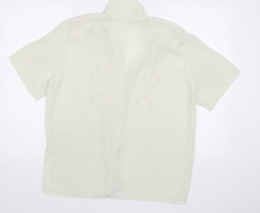 Womens UK Size L Rosy Ivory Basic Blouse